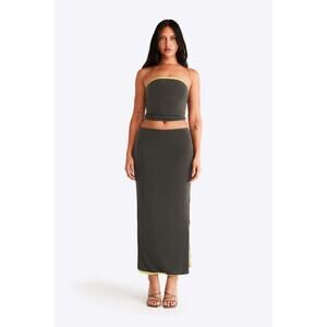 Susamusa Nova Strapless Bandeau Top - XS - Khaki and Lime